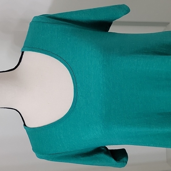 LuLaRoe Size XS "Perfect Tee" Green Yellow Marled Colored Swing Tunic Top, EUC - Picture 2 of 11